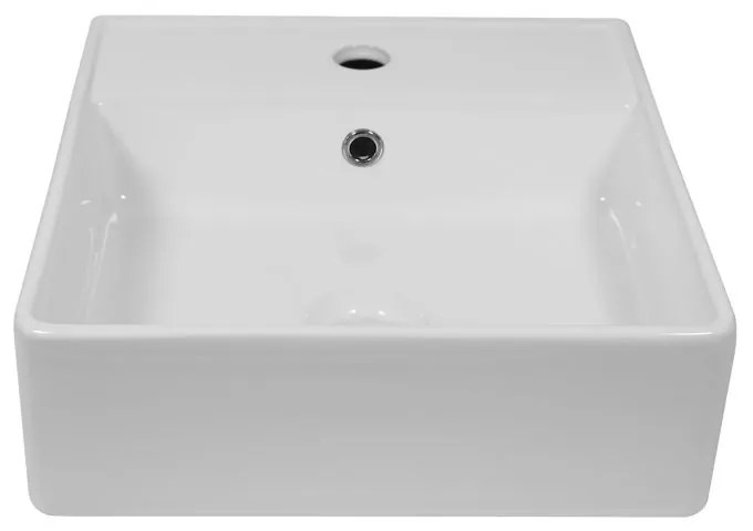 Lavabo da appoggio quadrato in ceramica L 37 x H 14 x P 42 cm bianco lucido