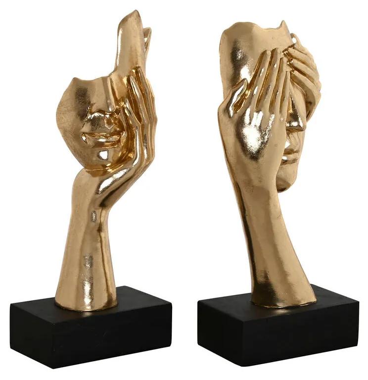 Statua Decorativa Home ESPRIT Dorato Viso 20,5 x 14,5 x 42,5 cm (2 Unità)