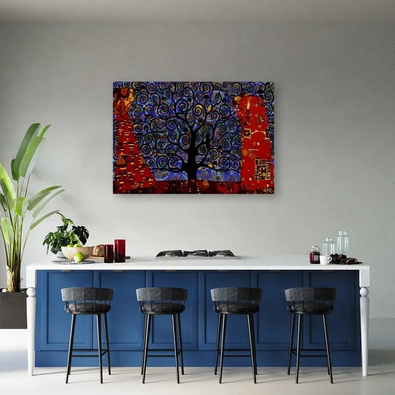 Quadro su tela, Blue Tree of Life Abstraction  Dimensioni 100x70