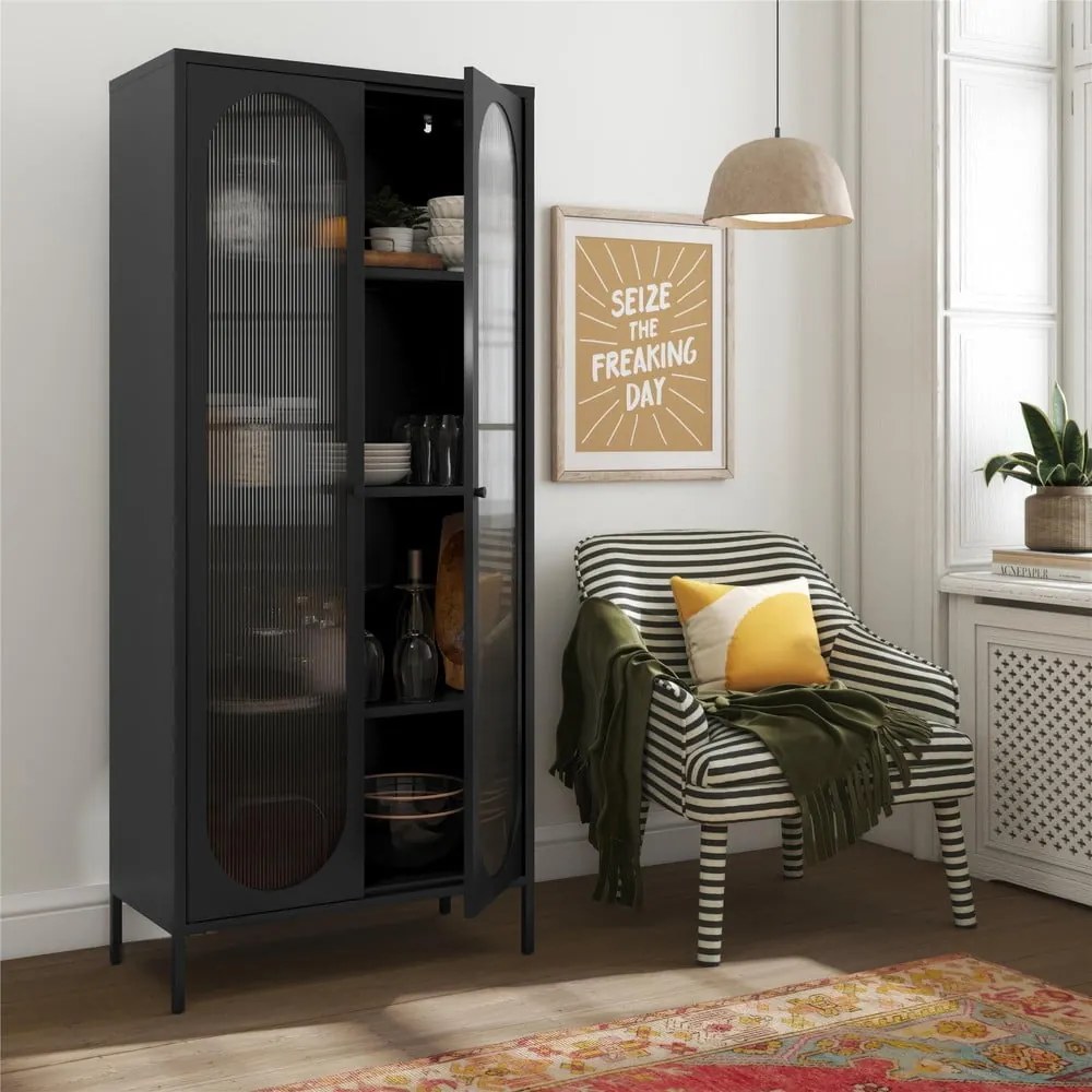 Vetrina in metallo nero 80x186x40 cm Luna - Støraa