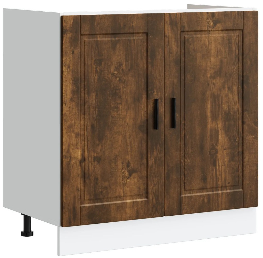 Mobile base per lavabo ""porto"" con lavabo rovere affumicato 80x46x84,5 cm in legno ingegnerizzato