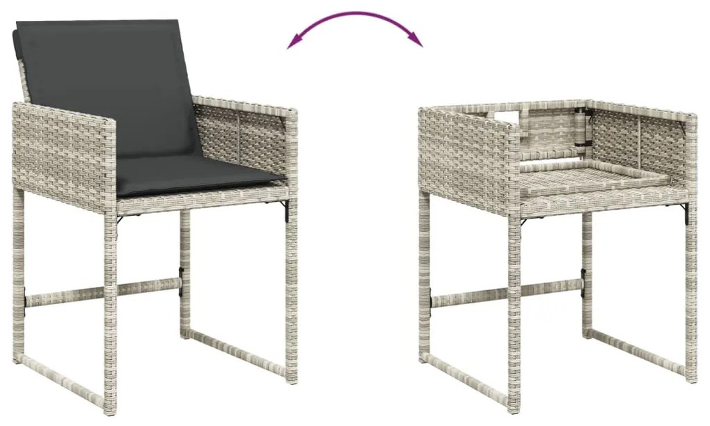Set da pranzo da giardino 15 pz con cuscini grigio polyrattan