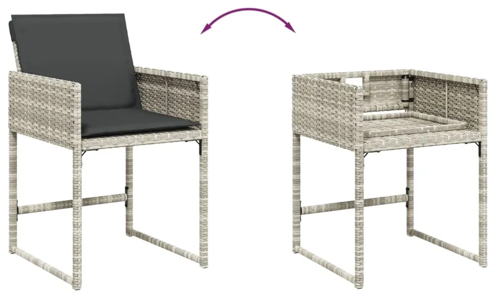 Set da pranzo da giardino 15 pz con cuscini grigio polyrattan