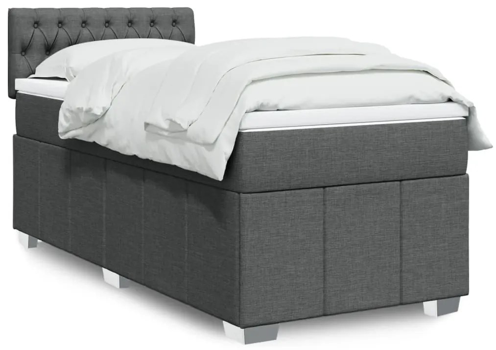 Giroletto A Molle Con Materasso Grigio Scuro 80x200 Cm Tessuto /