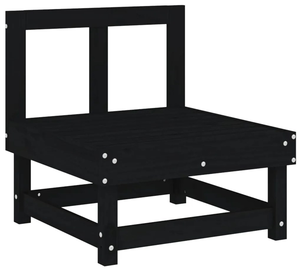 Set Salotto da Giardino 10 pz Nero in Legno Massello di Pino