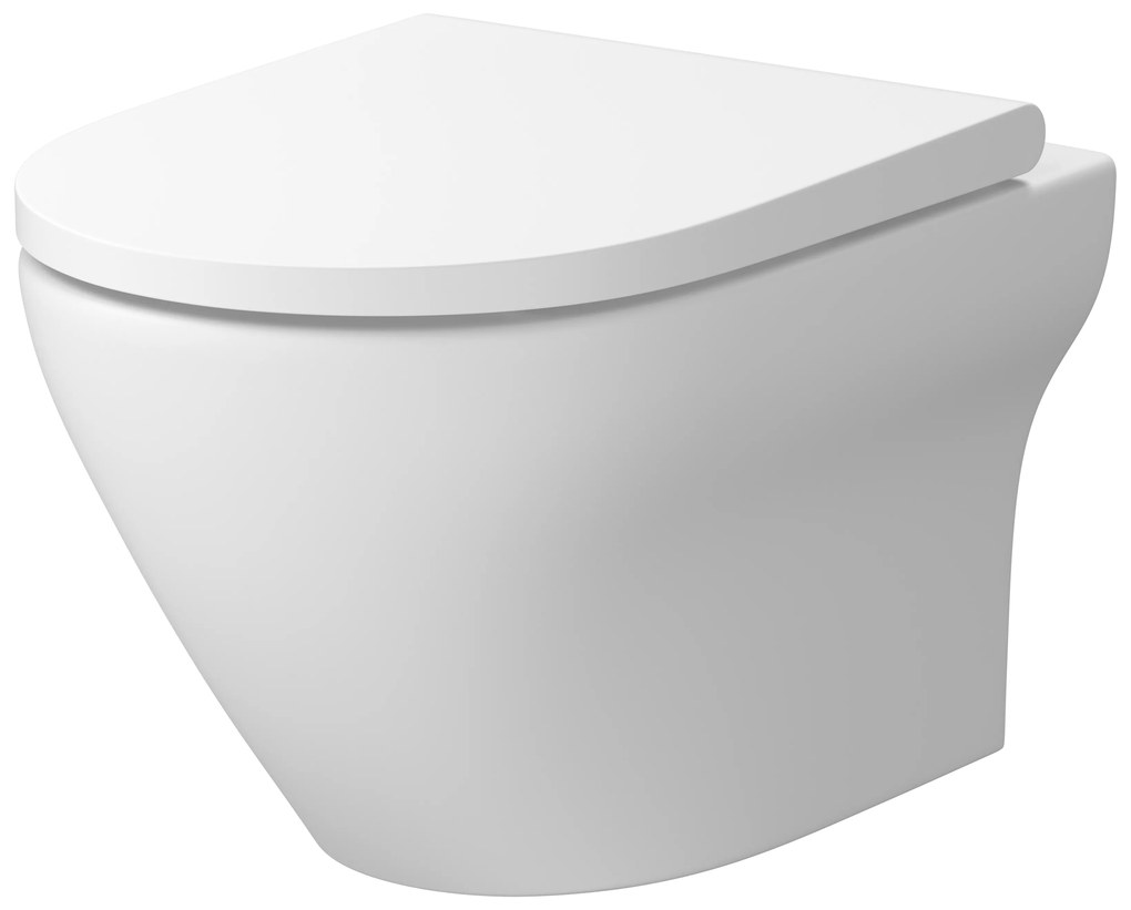 Cersanit Larga vaso wc con copriwater a discesa lenta sospeso senza brida bianco opaco S701-608