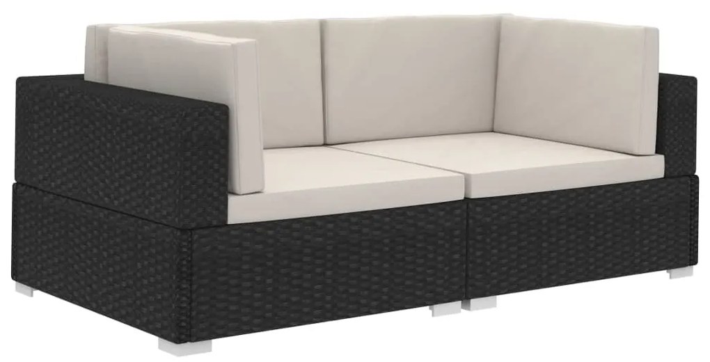 Poltrone modulari ad angolo con cuscini 2 pz polyrattan nero