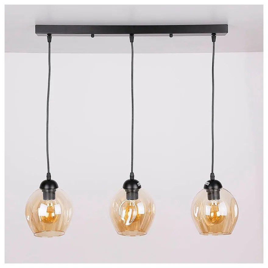 Lampada a sospensione nera con paralume in vetro 14x70 cm Aspa - Candellux Lighting