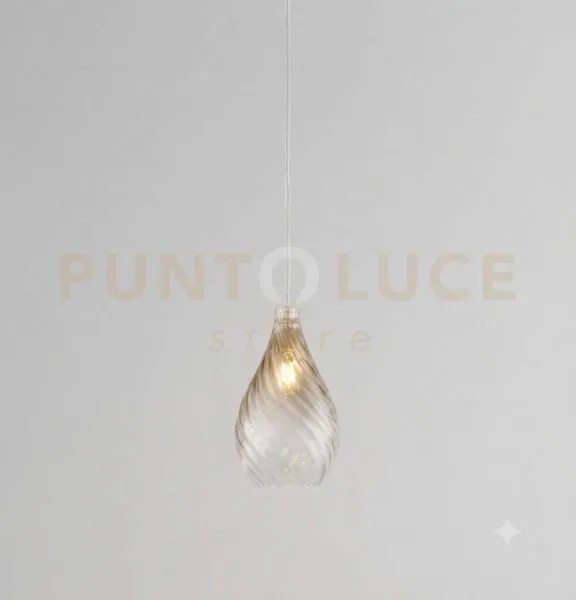 Sospensione 1 luce attacco e27 con cavo cm 250 con vetro ambra 1242...