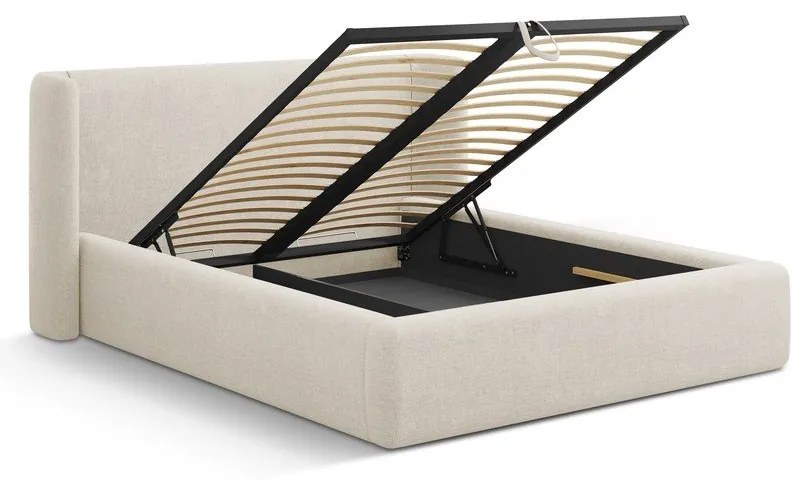 Letto matrimoniale imbottito color crema con contenitore con rete inclusa 200x200 cm Jason – Windsor &amp; Co Sofas