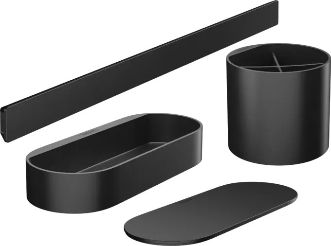 Kit bagno con portaspazzolini cestino portaoggetti con coperchio e sostegno nero opaco hansgrohe wallstoris 27968670