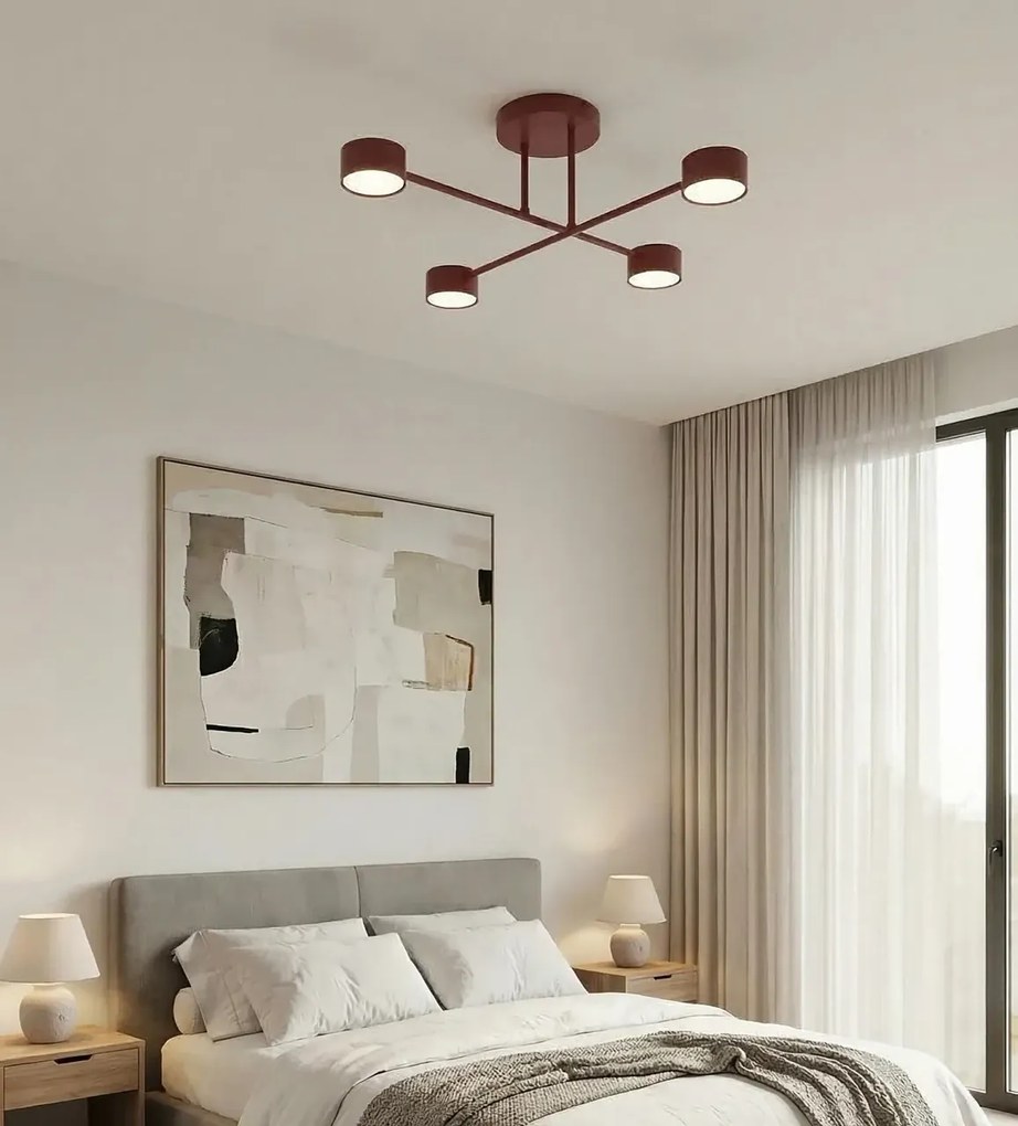 Plafoniera da soffitto HALO 4 in acciaio 4xGX53 - Mokka o Burgundy