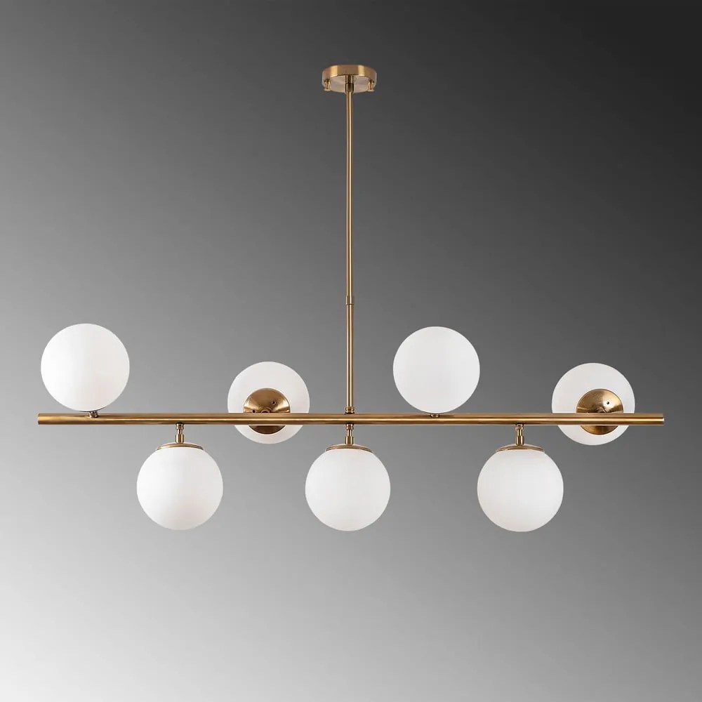 Plafoniera bianca/dorata con paralume in vetro 40x113 cm Fazli – Opviq lights