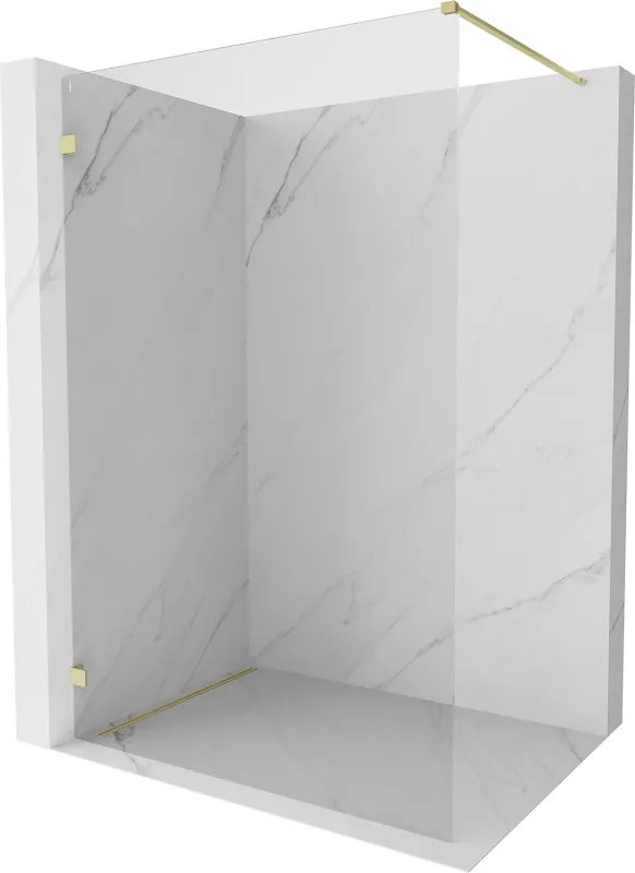 Mexen Lunar parete doccia Walk-in sinistra 100 x 200 cm, trasparente 8 mm, oro spazzolato - 830-100-000-55-00-L