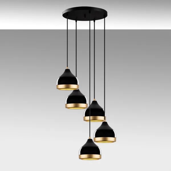 Sospensione a cavo YILDO 5xE27/40W/230V nero/oro