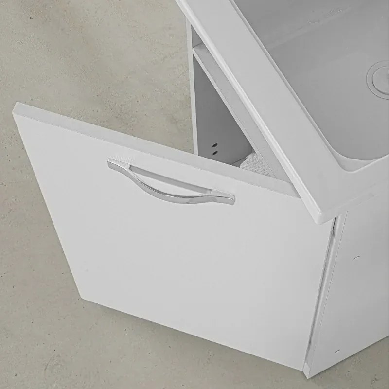 Mobile lavatoio 47x50cm salvaspazio in legno bianco 1 anta linea Pilar