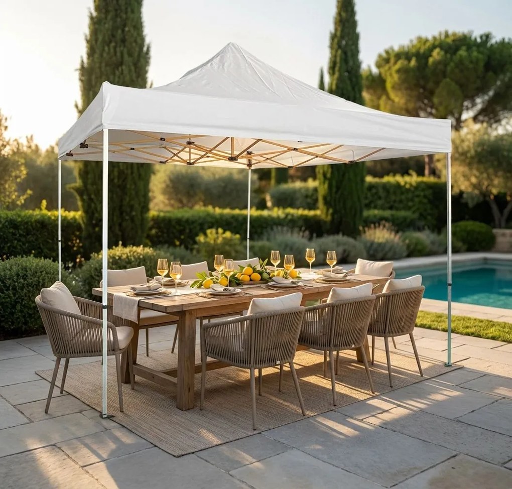 LEVIS - gazebo pieghevole e richiudibile completo di sacca protettiva in alluminio 3 x 3 m