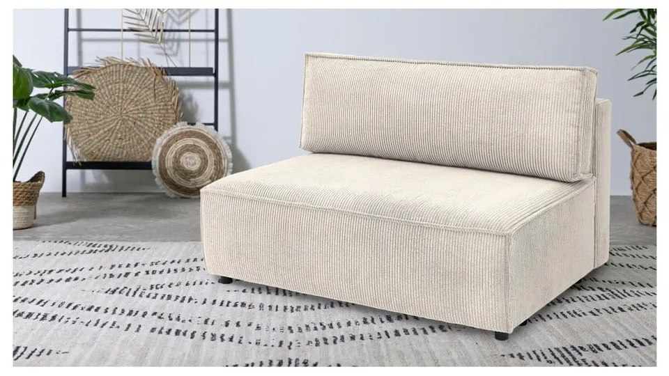 Modulo divano in velluto a coste color crema, pezzo centrale Nihad modular - Bobochic Paris