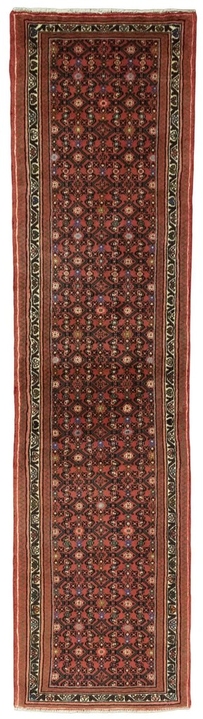 Hamedan Tappeto 290 x 80 Rosso (Iran) Annodato A Mano
