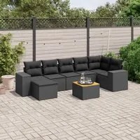 Set Divani da Giardino con Cuscini 8 pz Nero in Polyrattan 3225551