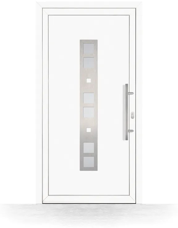 Portoncino ingresso pvc, con vetro, doppi vetri, bianco, 760 x 1885 mm o su misura, modello Tivoli, configura individualmente