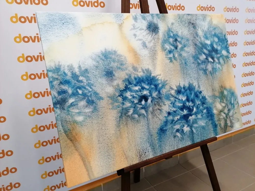 Quadro su tela – Dente di leone blu in acquerello