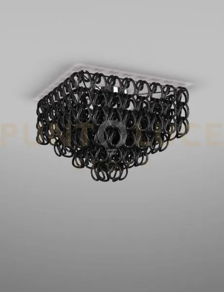 Giogali lampadadario a soffitto 65q nero e cromo lucido 4 luci atta...