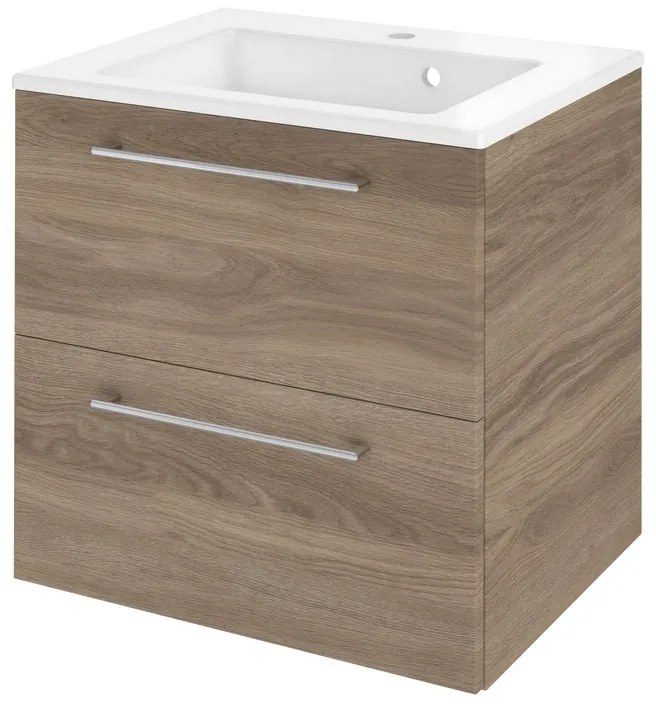 Mobile da bagno sospeso sotto lavabo L 60 x H 58 x P 46 cm marrone opaco, 2 cassetti SENSEA Remix