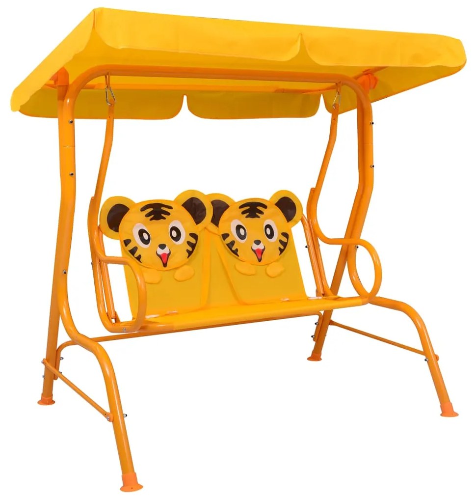Dondolo A Panchina Per Bambini Giallo 115x75x110 Cm İn Tessuto /