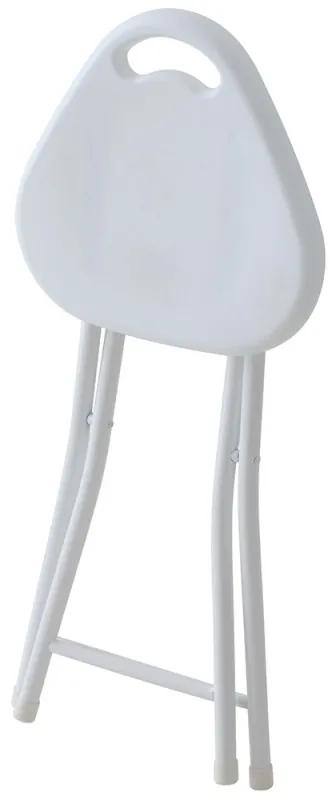 Sgabello pieghevole salvaspazio con seduta in abs e gambe in acciaio bianco