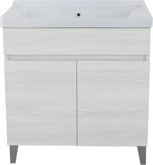 Mobile lavanderia Dolomite 2 ante in truciolare bianco frassinato L 80 x P 47 x  H 81 cm