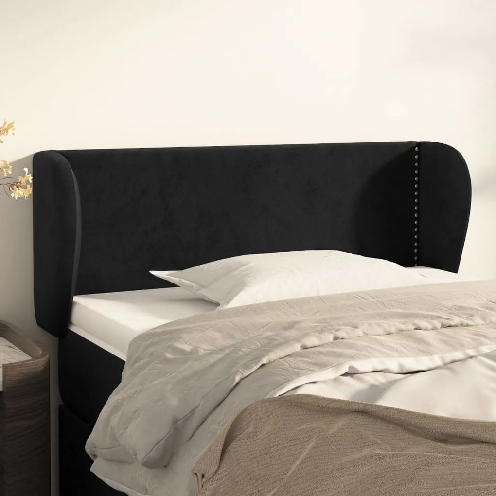Testiera Ad Orecchio Nera 83 X 23 X 78/88 Cm İn Velluto /