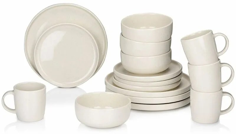 Black Friday OFFER - Servizio di Piatti Alpina Crema Ceramica 16 Pezzi (4 Unità)