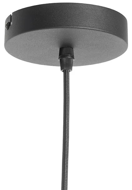 Lampada a sospensione Art Déco nera con vetro dorato 33 cm - Pallon