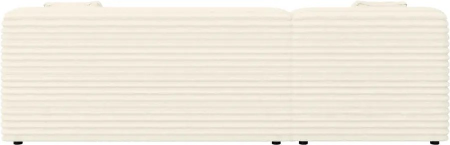 Divano angolare color crema (con penisola a sinistra e chaise lounge) rivestito in velluto a coste Martin – Ropez