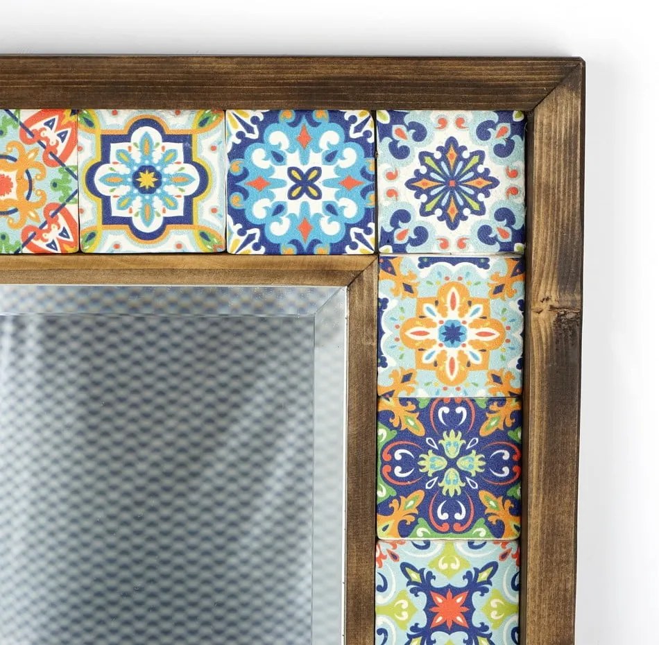 Specchio da parete con mensola con cornice in pietra 32,5x33 cm - Wallity