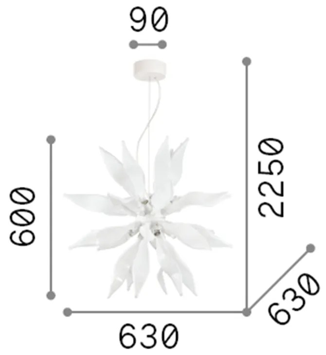 Sospensione Contemporanea Leaves Metallo Bianco 8 Luci G9 3W 3000K Luce Calda