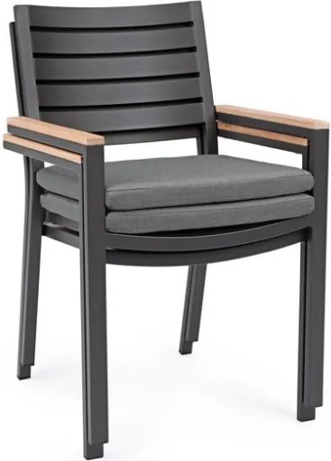 Sedia Da Esterno In Alluminio Con Braccioli E Cuscino Belmar Antracite Bizzotto