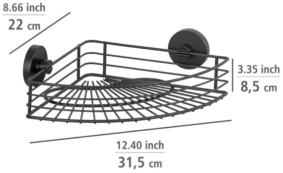 WENKO 24735100-Mensola VACUUM-LOC RUND SCHW 35x22,5 cm nera