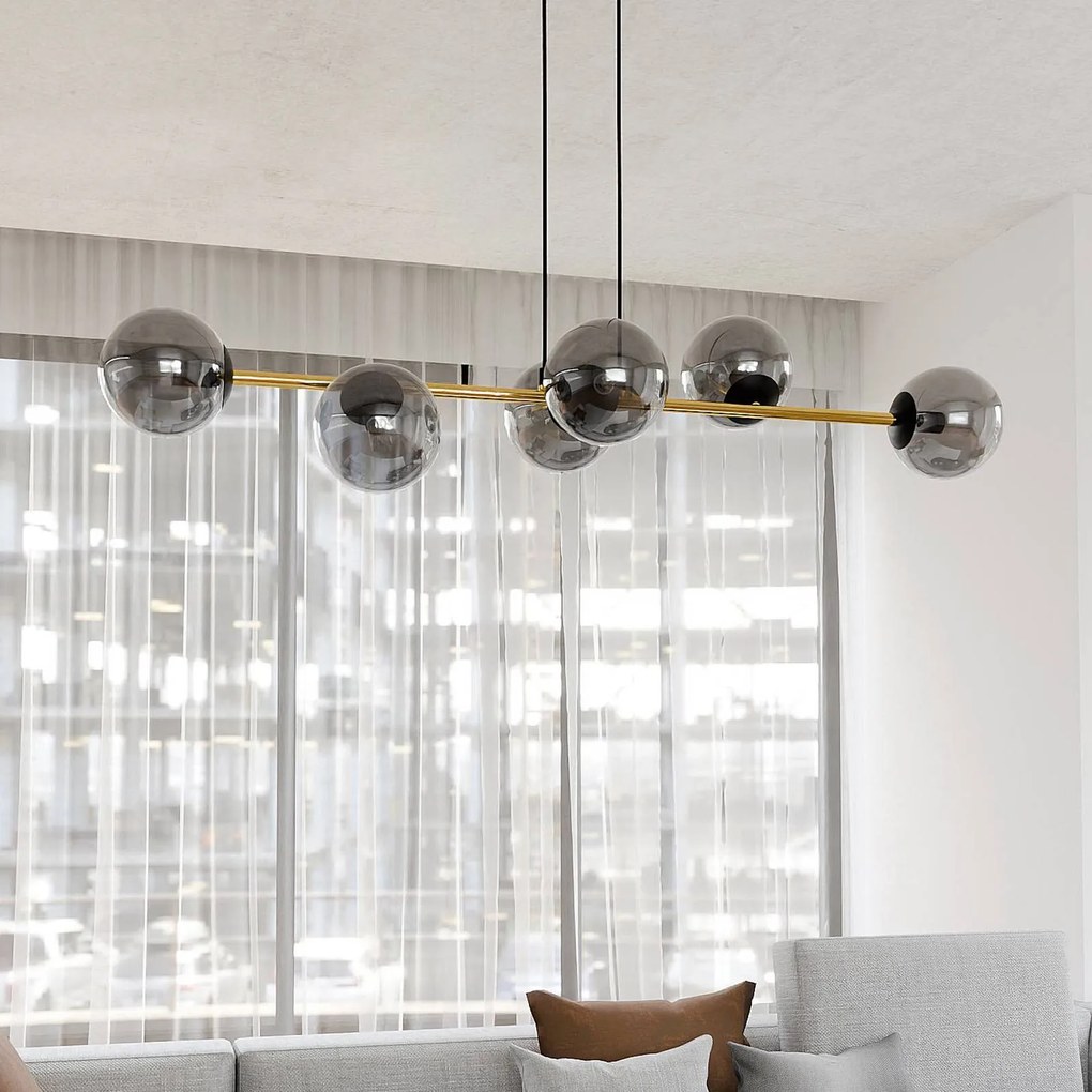 EMIBIG LIGHTING Lampada a sospensione Gravity, grafite/oro/nero, vetro, E14