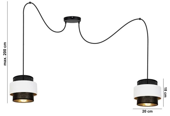 Lampadario a sospensione con filo NESS 2xE27/60W/230V ragno nero/bianco