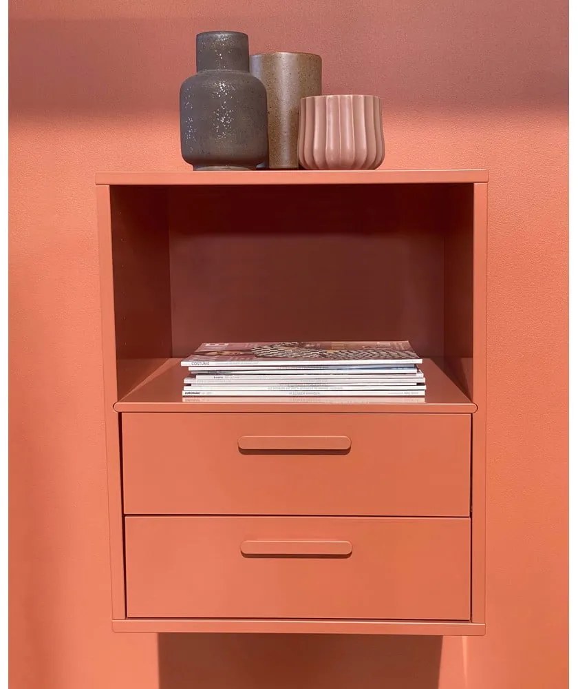 Comodino a parete rosso mattone con 2 cassetti Keep by Hammel - Hammel Furniture