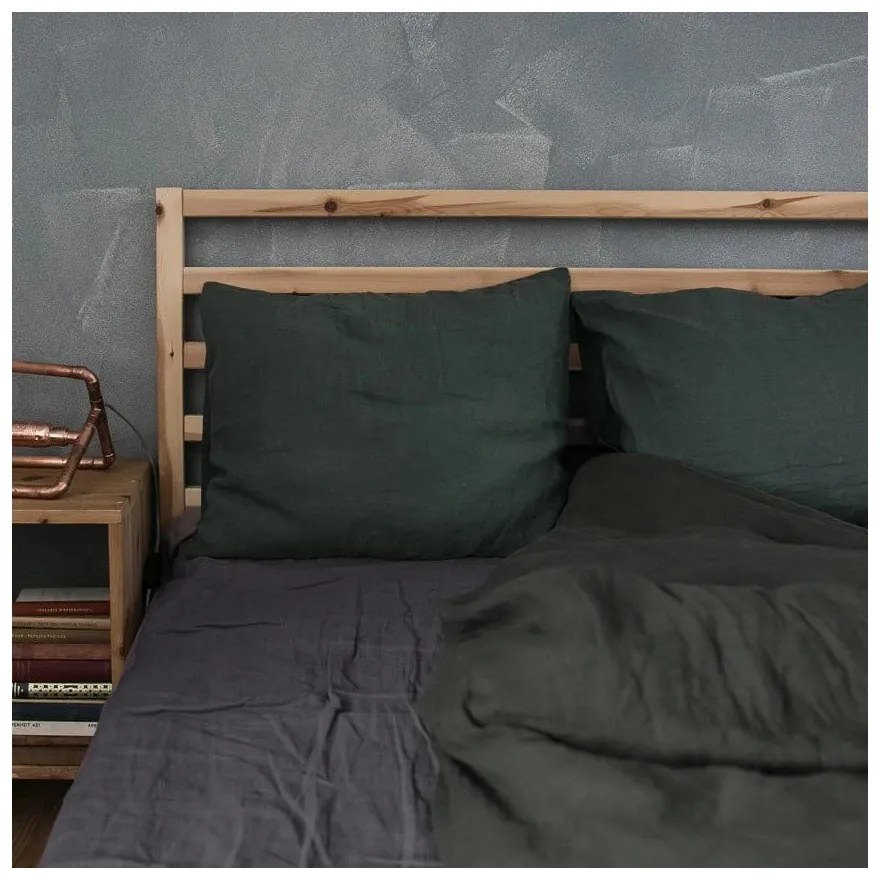 Lenzuolo elastico di lino grigio scuro, 180 x 200 cm Dark Grey - Linen Tales