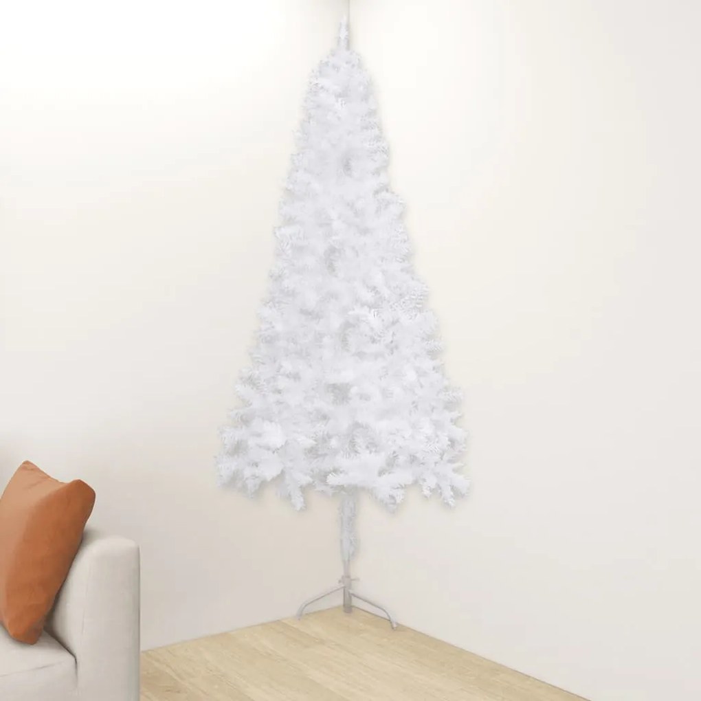 Albero Di Natale Artificiale Ad Angolo Bianco 210 Cm Pvc /