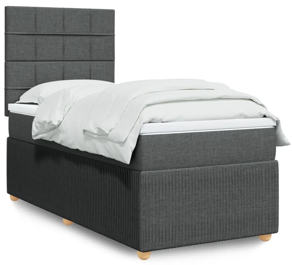 Giroletto A Molle Con Materasso Grigio Scuro 90x200 Cm Tessuto /