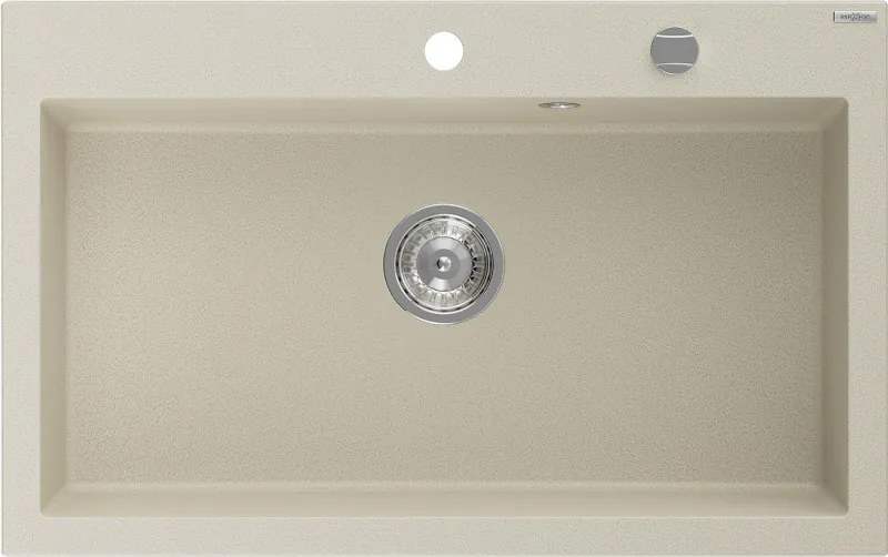 Mexen Elix lavello in granito 1-vasca 800 x 500 mm, beige, sifone cromato - 6527801005-69