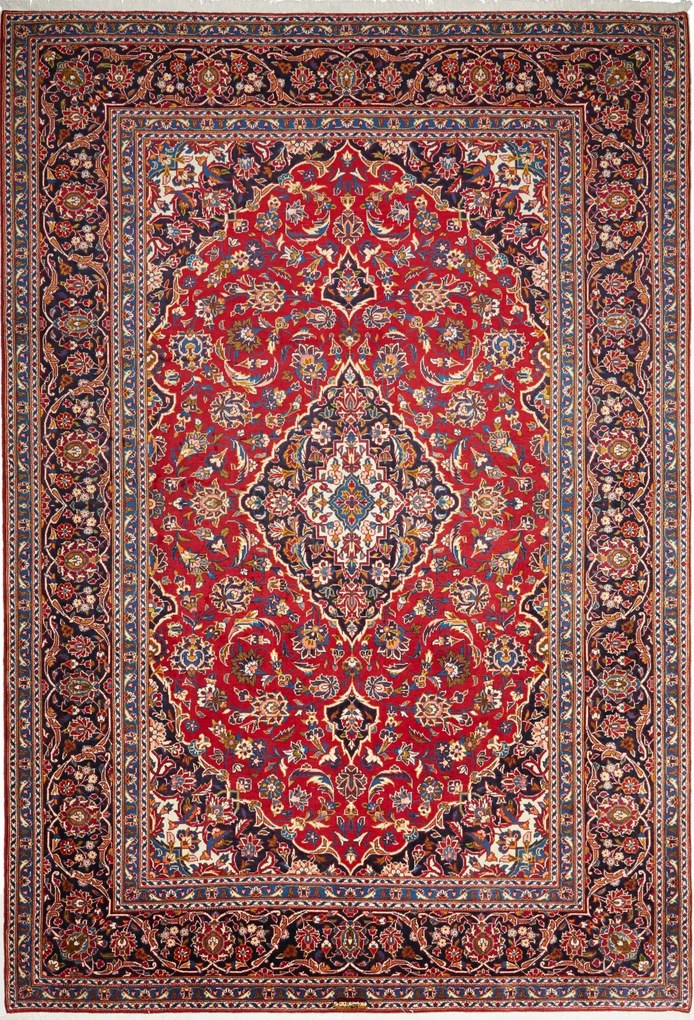 Kashan Tappeto persiano 340x230 Rosso (Iran) Annodato A Mano