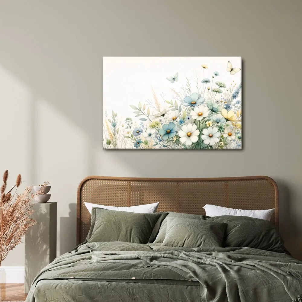 Quadro su tela – Fiori e farfalle estive