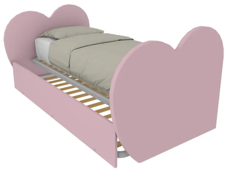 CUPIDODBR - Letto cameretta singolo con testata e pediera a cuore 80x190 con secondo letto estraibile .Reti incluse