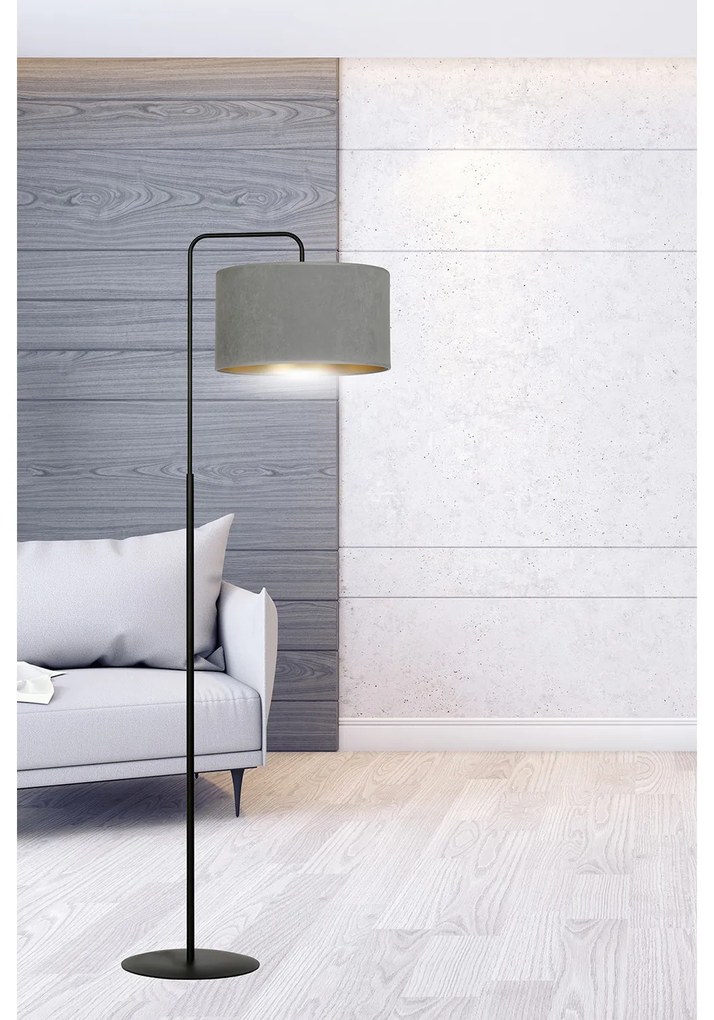 Piantana Contemporaneo Ganesha Acciaio Nero Grigio 1 Luce E27 Ip20